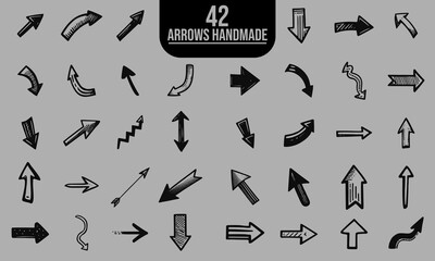 Set of handmade arrows vector