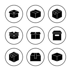 Box icon set vector. box sign and symbol, parcel, package