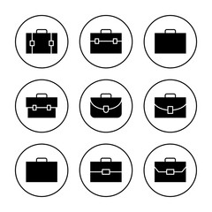 Briefcase icon set vector. suitcase sign and symbol. luggage symbol.