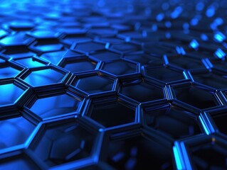 Top veiw Abstract blue technology hexagonal background