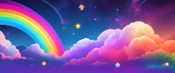 Fototapeta na wymiar Rainbow unicorn background. Pastel glitter pink fantasy galaxy. Magic mermaid sky with bokeh. Holographic kawaii abstract space with stars and sparkles. Vector