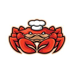 Chef crab mascot character cartoon vector icon illustration