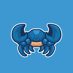 Blue crab mascot character cartoon vector icon illustration