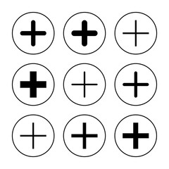 Fototapeta premium Plus Icon set vector. Add plus sign and symbol