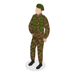 3D Isometric Flat  Set of Military People. Item 5