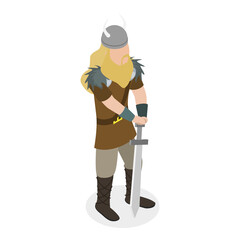 3D Isometric Flat  Set of Vikings Simbols. Item 3