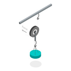 3D Isometric Flat  Illustration of Pulley Types. Item 1