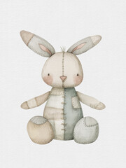 Adorable Watercolor Baby Animals and Cute Toys Poster for Children's Nursery - Download and Print, Perfect for Room Decor and Educational Purposes