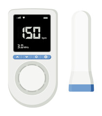 Medical equipment, Doppler Fetal heart ultrasonic detectors, handheld devices, use sound waves to detect the heartbeat of a developing fetus. Flat design
