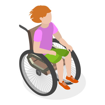 3D Isometric Flat  Illustration of Children With Cerebral Palsy. Item 3