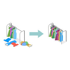3D Isometric Flat  Illustration of Decluttering. Item 1