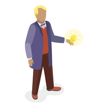 3D Isometric Flat  Set of Great Scientists. Item 3