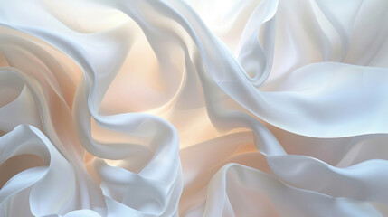 Fototapeta premium Graceful ribbons of delicate cotton elegantly curling and unfurling in a graceful dance that exudes a sense of gentle elegance.
