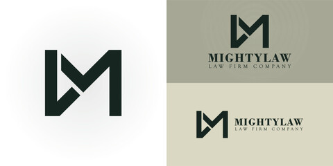 abstract initial letter M and L logo in deep green color isolated in white background applied for law firm logo design also suitable for the brands or companies that have initial name ML or LM - obrazy, fototapety, plakaty