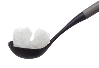 Rock Sugar fly pour from ladle turner, white crystal Rock Sugar abstract cloud floating. Big Rock...