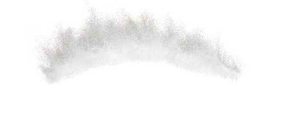 Fototapeta premium Abstract white powder explosion in air. freeze motion of white paint sand fly in air. Particle exploding fly fall in dynamic element shape. White background isolated