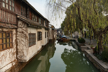 Fototapeta na wymiar Traditional scenery of the ancient water town of Zhouzhuang in Shanghai, China