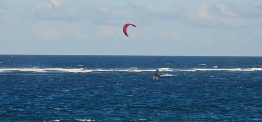 kite surfing on the sea