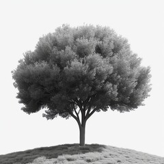 Classic Oak Tree on White Background