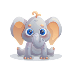Cute elephant on a white background. Vector illustration.