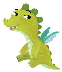 Fototapeta premium cartoon happy and funny colorful medieval dragon or dinosaur dino isolated illustration for children