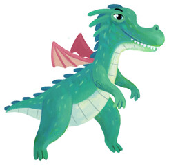 Fototapeta premium cartoon happy and funny colorful medieval dragon or dinosaur dino isolated illustration for children