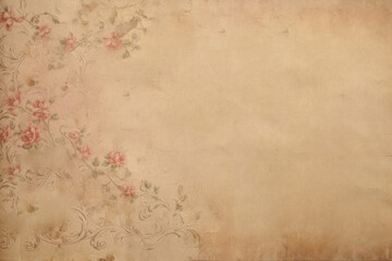 Antique Old Paper Texture with Elegant Roses - Perfect for Junk Journals, Scrapbooking, and Vintage Creative Projects