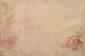 Antique Old Paper Texture with Elegant Roses - Perfect for Junk Journals, Scrapbooking, and Vintage Creative Projects