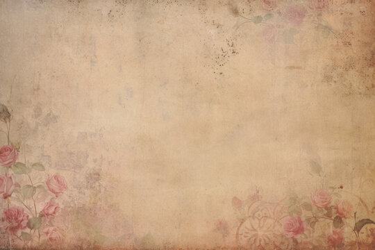 Antique Old Paper Texture with Elegant Roses - Perfect for Junk Journals, Scrapbooking, and Vintage Creative Projects