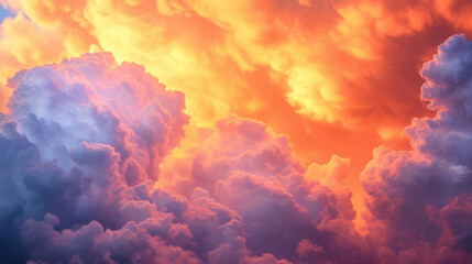 A burst of vivid orange and pink backlight dramatic stormy clouds.