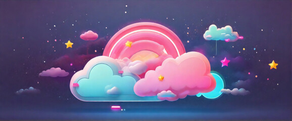 Purple unicorn background. Pastel watercolor sky with glitter stars and bokeh. Fantasy galaxy with holographic texture. Magic marble space.