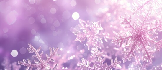 Mesmerizing Light and Purple Background with Delicate Snowflakes: A Festive Christmas Background with a Light Purple Background adorned with Snowflakes