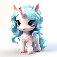 Cute blue-haired unicorn