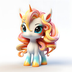 Fototapeta premium Cute Rainbow-haired unicorn