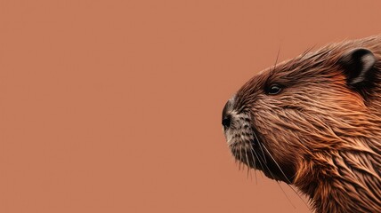 Close-up of a bearded beaver with detailed fur texture