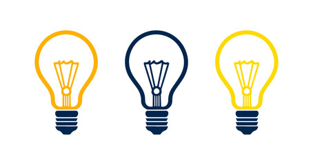 set of three light bulb represent effective business idea concept design vector