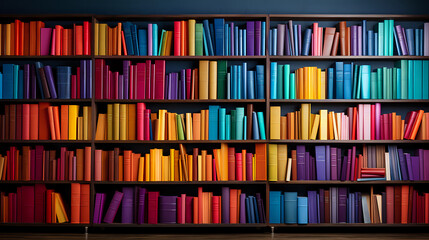 Colorful Bookshelf Organization

A vibrant array of organized books on a shelf, showcasing a gradient of colors, perfect for interior design themes and educational concepts. - obrazy, fototapety, plakaty