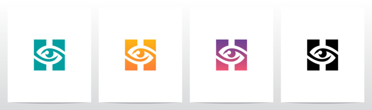 Watching Eye On Letter Logo Design H
