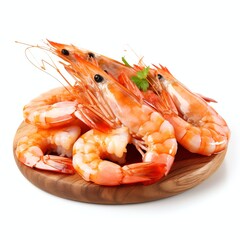 a oast prawns or shrimps with cajun seasoning, studio light , isolated on white background