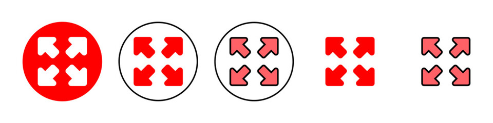 Fullscreen Icon set illustration. Expand to full screen sign and symbol. Arrows symbol