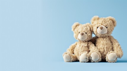Obraz premium Two bears together against a blue background