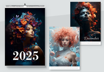2025 Wall Calendar with AI generated images - obrazy, fototapety, plakaty