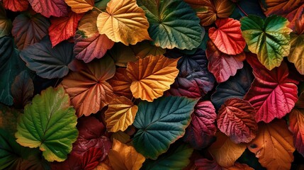 Fototapeta na wymiar Vibrant Autumn Foliage Pattern with Red and Yellow Leaves in Nature's Beauty
