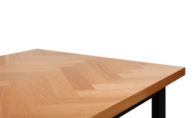 Stylish empty wooden table isolated on white