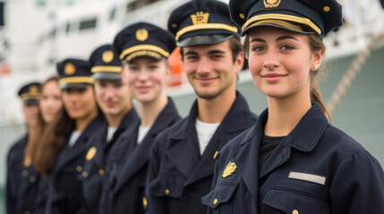 Proud and accomplished the engine cadet stands tall as they receive their official certification ready to embark on a career in the maritime industry as a skilled engineer.