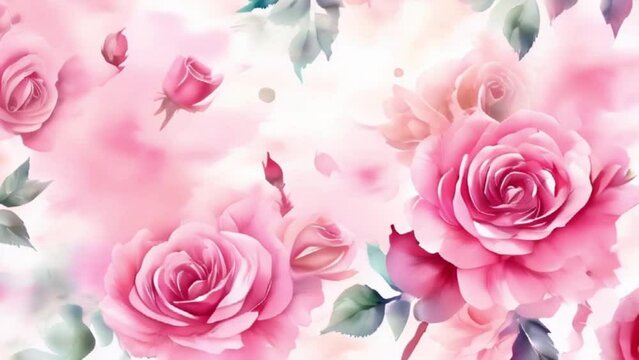 watercolor Blurred abstract pink roses background, motion