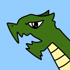 a cartoon dragon head with a big smile