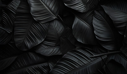 Obraz premium Into the Shadows: A Close-Up of Black Leaves