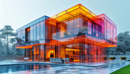 Modern architecture glass house 