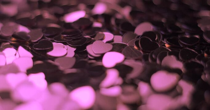 Heart sequins pink glittering rotating, studio 4K